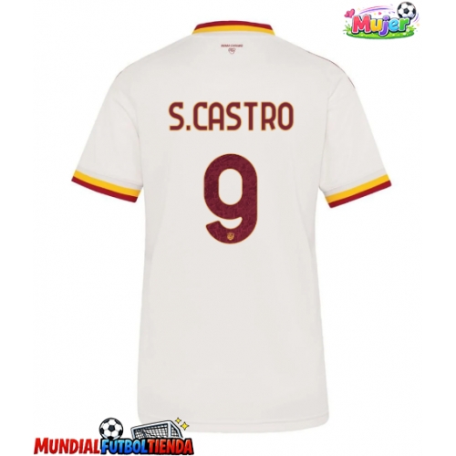 Camiseta AS Roma Santiago Castro #9 Segunda Equipación Replica 2026-27 para mujer mangas cortas